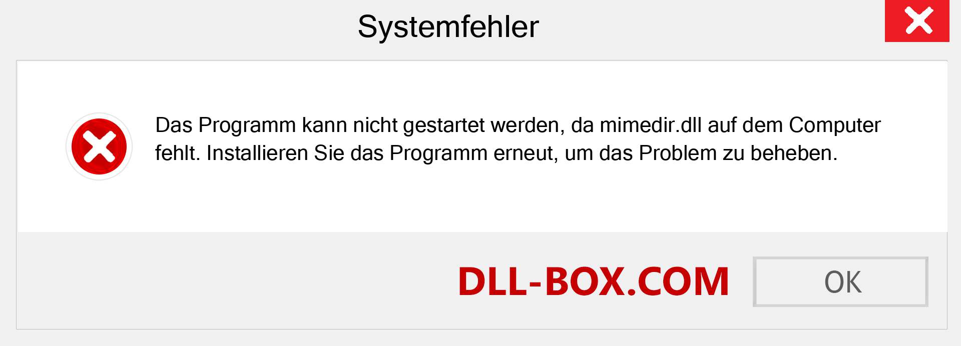 mimedir.dll-Datei fehlt?. Download für Windows 7, 8, 10 - Fix mimedir dll Missing Error unter Windows, Fotos, Bildern